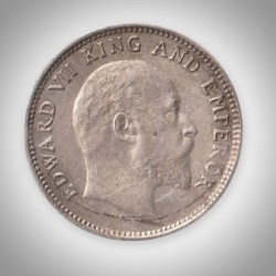 Alternative view of Rare 1/4 Rupee 1905 King Edward VII Calcutta Mint British India Silver Coin # A206