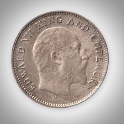 Alternative view of Rare 1/4 Rupee 1906 King Edward VII Calcutta Mint British India Silver Coin # A208