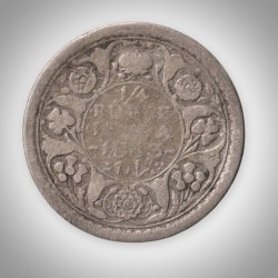 Rare Quarter Rupee 1943 George VI King Emperor Silver Calcutta Mint Coinage of British India Coin # A214