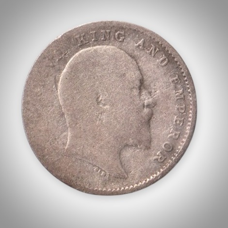 Rare 2 Annas 1910 King Edward VII Calcutta Mint British India Silver Coin # A219 - Image 2