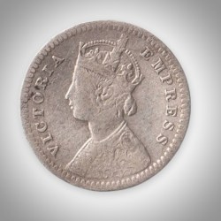 Alternative view of Rare 2 Annas 1897 Queen Victoria Empress Calcutta Mint British India Silver Coin # A223
