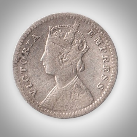 Rare 2 Annas 1897 Queen Victoria Empress Calcutta Mint British India Silver Coin # A223