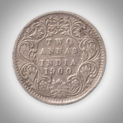 Ex Rare 2 Annas 1900 Queen Victoria Empress Bombay Mint British India Silver Coin # A224