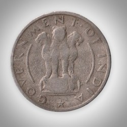 Alternative view of Rare 1/4 Rupee 1951 Republic India Calcutta Mint Coinage India Coin # A232