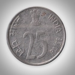 Alternative view of Rare 25 Paise 1998 Rhinoceros Series Bombay Mint Republic of India Coinage India Coin # A234