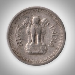 Alternative view of Rare 25 Naye Paise 1963 Republic of India Calcutta Mint Coinage India Coin # A240