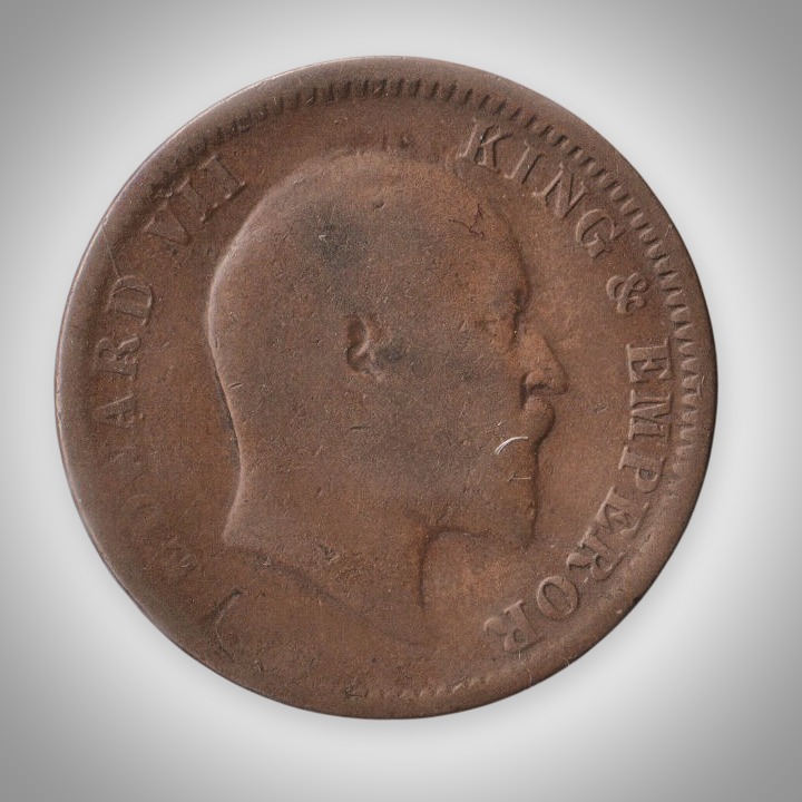 Rare One Quarter Anna 1909 King Edward VII British India Coin # A255