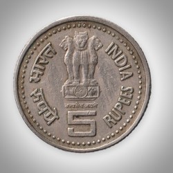 Alternative view of Very Rare 5 Rupees Jagath Guru Sree Narayana Gurudev Copper Nickel Commemorative Bombay Mint Coinage Republic India Coin # A263