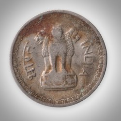 Alternative view of Rare 50 Naye Paise 1963 Nickel Decimal Series Calcutta Mint Coinage of Republic India Coin # A347