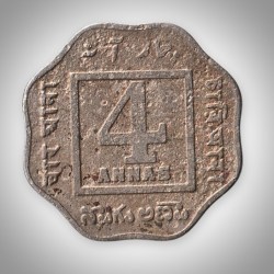Alternative view of Rare 4 Annas 1919 King George V Calcutta Mint British India Coin # A353