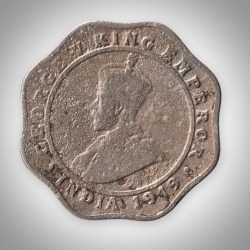 Rare 4 Annas 1919 King George V Calcutta Mint British India Coin # A353