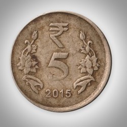 Alternative view of Error 5 Rupees 2015 Die Shifting Error Obverse Republic India Coin