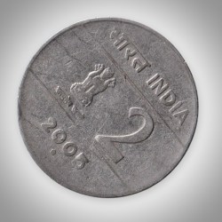 Error 2 Rupees 2005 Rotated Die Error Noida Mint Republic India Coin
