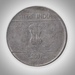 Alternative view of Error 2 Rupees 2007 Rotated Die Error Unity in Diversity Calcutta Mint Republic India Coin