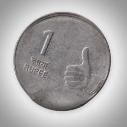 Alternative view of Error 1 Rupee 2009 Off-Centre Strike CLIP Error Calcutta Mint Republic India Coin