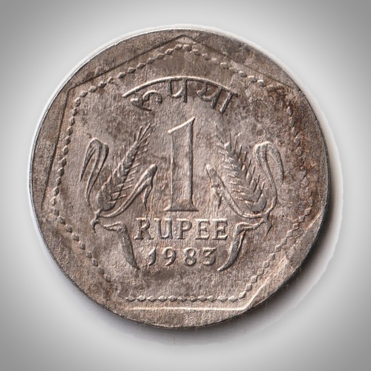Rare 1 Rupee 1983 Republic of India Calcutta Mint Coinage India Coin # A367