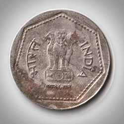 Alternative view of Rare 1 Rupee 1983 Wheat Ears Definitive Bombay Mint Republic India Coin # A368