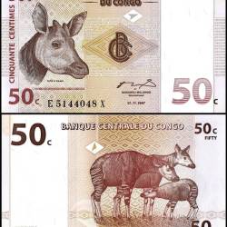 Congo Democratic Republic 50 Centimes Banknote 1997 P84Aa UNC Unique and Rare