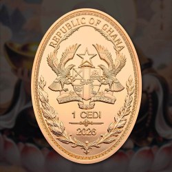 Alternative view of The Maitreya Buddha of 1 Cedi Proof Coin Issued Republic of Ghana Mint Unique and Rare