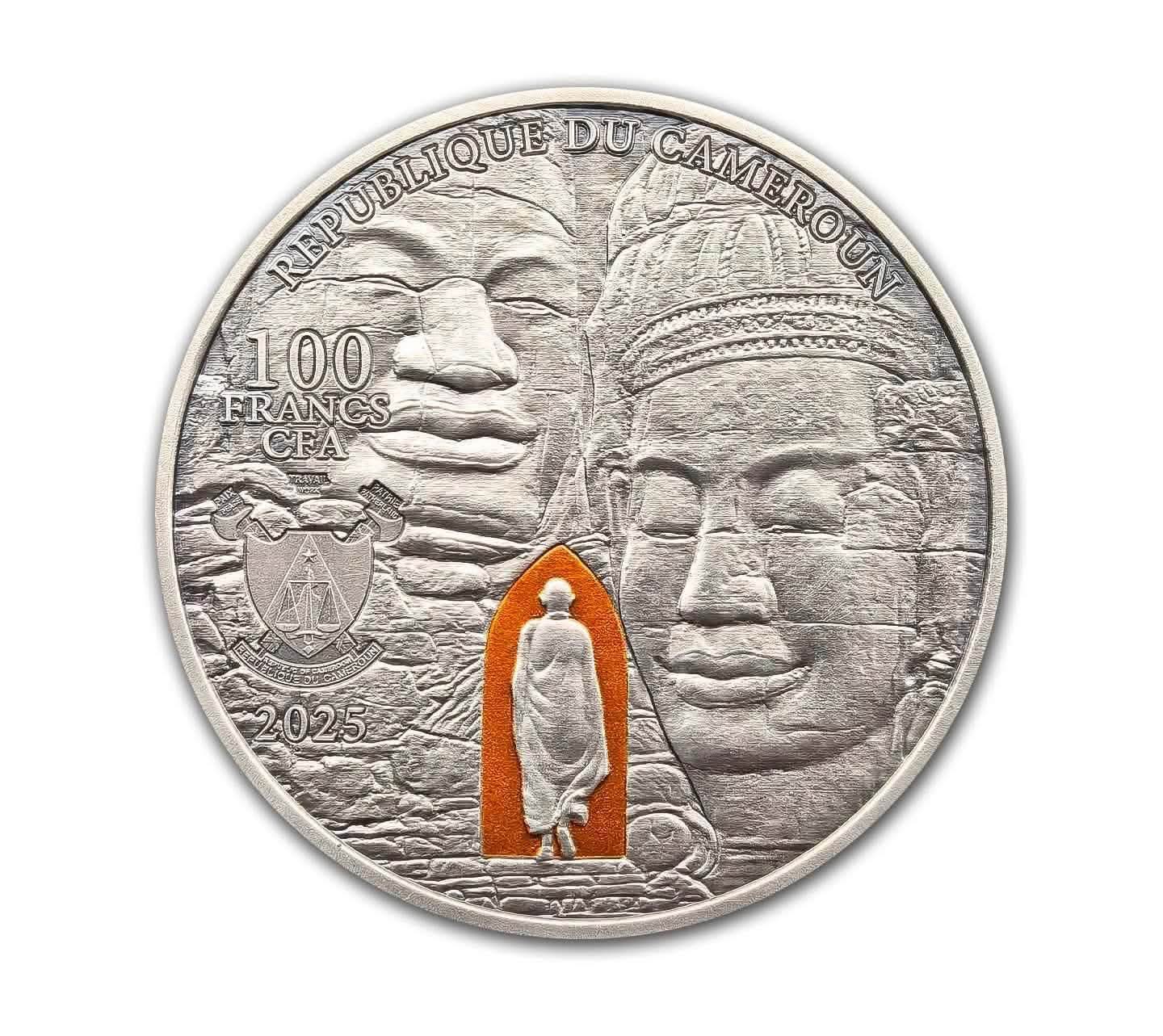Republic of Cameroon Lord Buddha 100 Francis CFA Angkor Wat Year 2025 Proof Coin Issued Unique and Rare