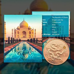 Alternative view of Taj Mahal Issue Dragon and the City 1 Ghana Cedi By the Republic of Ghana Limited to 600 Pieces only Unique and Rare