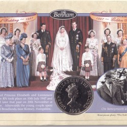 Alternative view of Alderney (Guernsey) 2 Pounds 1992 - Elizabeth II 40th Anniversary of Queen's Reign; Piedfort Rare Coin (First Day Cover with Stamp)