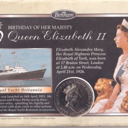 Alternative view of United Kingdom 5 Pounds 1996 - Elizabeth II 3rd portrait; Queen's 70th Birthday Rare Coin (First Day Cover with Stamp)
