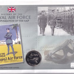 Guernsey 5 Pounds 2008 - Elizabeth II Formation of RAF Rare Coin (First Day Cover with Stamp)
