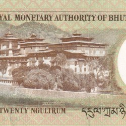 Alternative view of Bhutan 20 Ngultrum UNC Note With Ending 786 Fancy Number