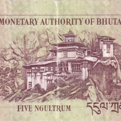 Alternative view of Bhutan 5 Ngultrum Rare Note With Ending 786 Fancy Number