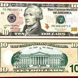 United States 10 Dollars (Federal Reserve Note) Rare Unc Note