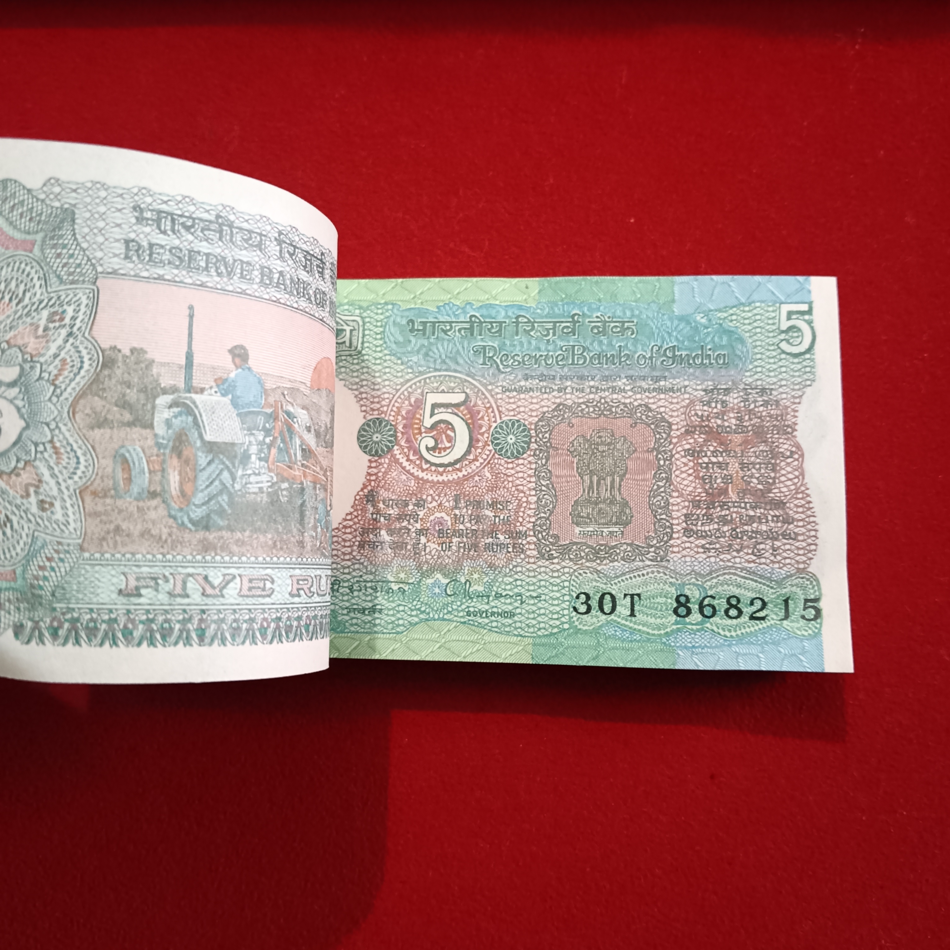 Five Rs Rare Tractor Full Serial Bundle Governor C Rangarajan Unc Condition Reserve Bank of India 868201