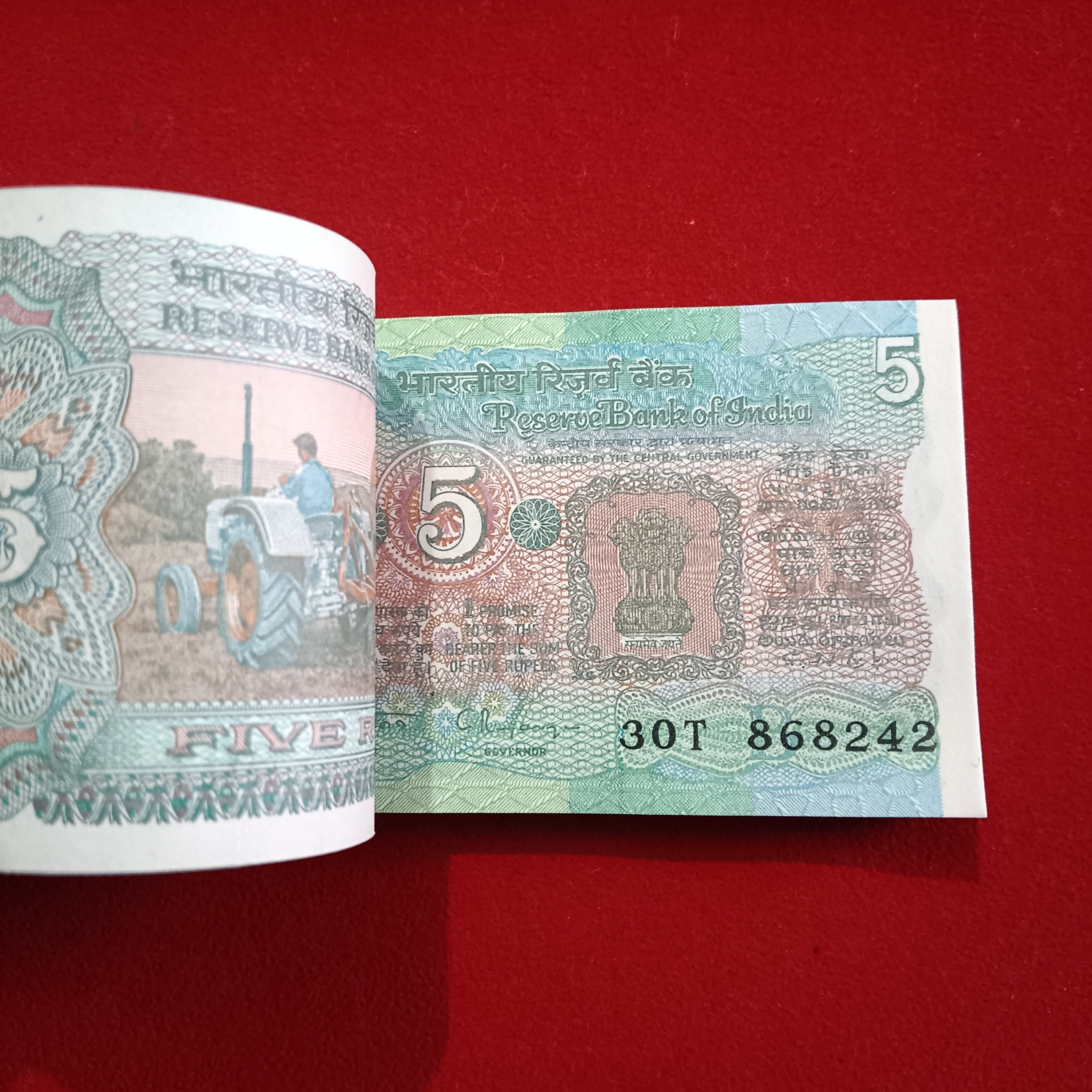 Five Rs Rare Tractor Full Serial Bundle Governor C Rangarajan Unc Condition Reserve Bank of India 868201
