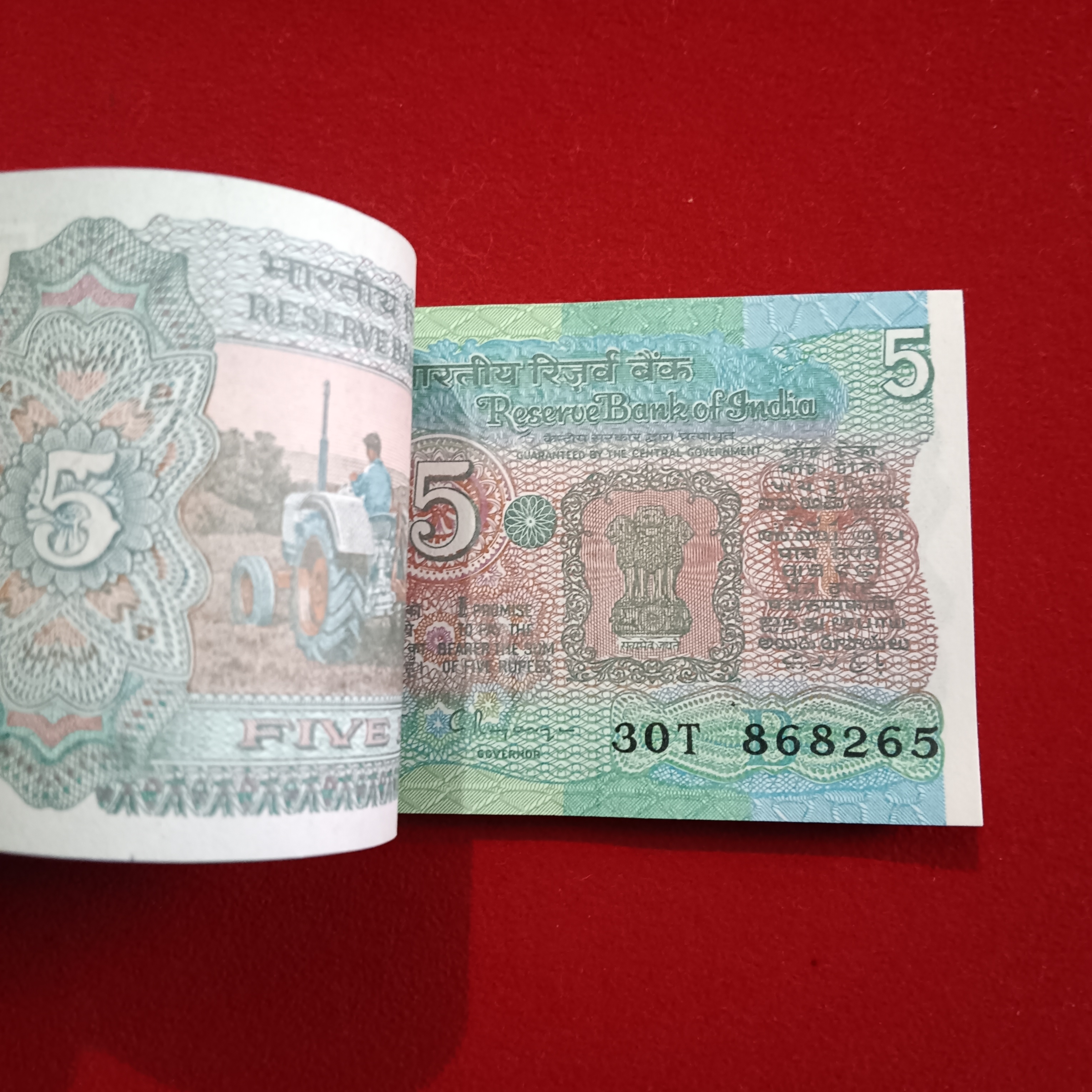 Five Rs Rare Tractor Full Serial Bundle Governor C Rangarajan Unc Condition Reserve Bank of India 868201