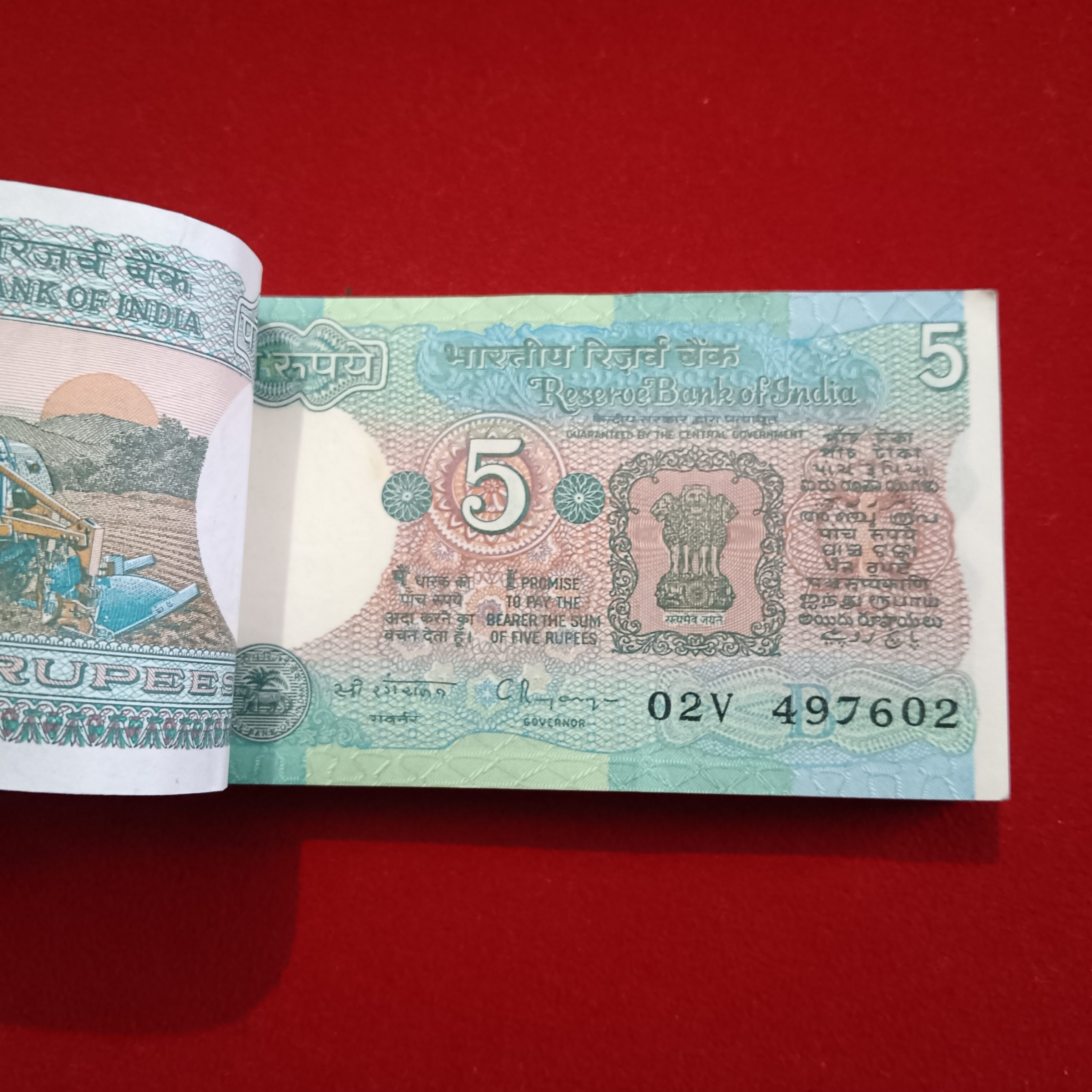 Five Rs Rare Tractor Full Serial Bundle Governor C Rangarajan Unc Condition Reserve Bank of India 497601