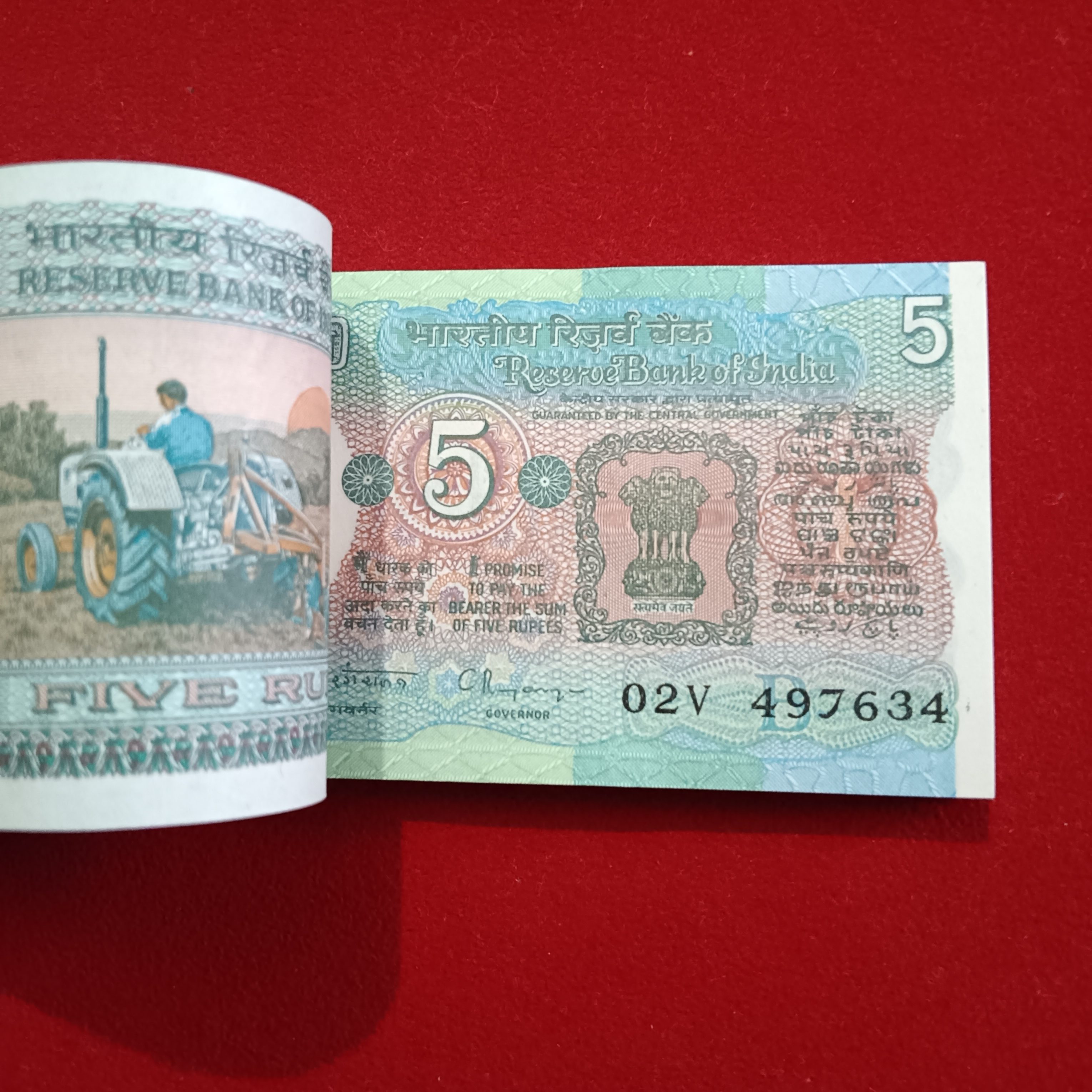 Five Rs Rare Tractor Full Serial Bundle Governor C Rangarajan Unc Condition Reserve Bank of India 497601