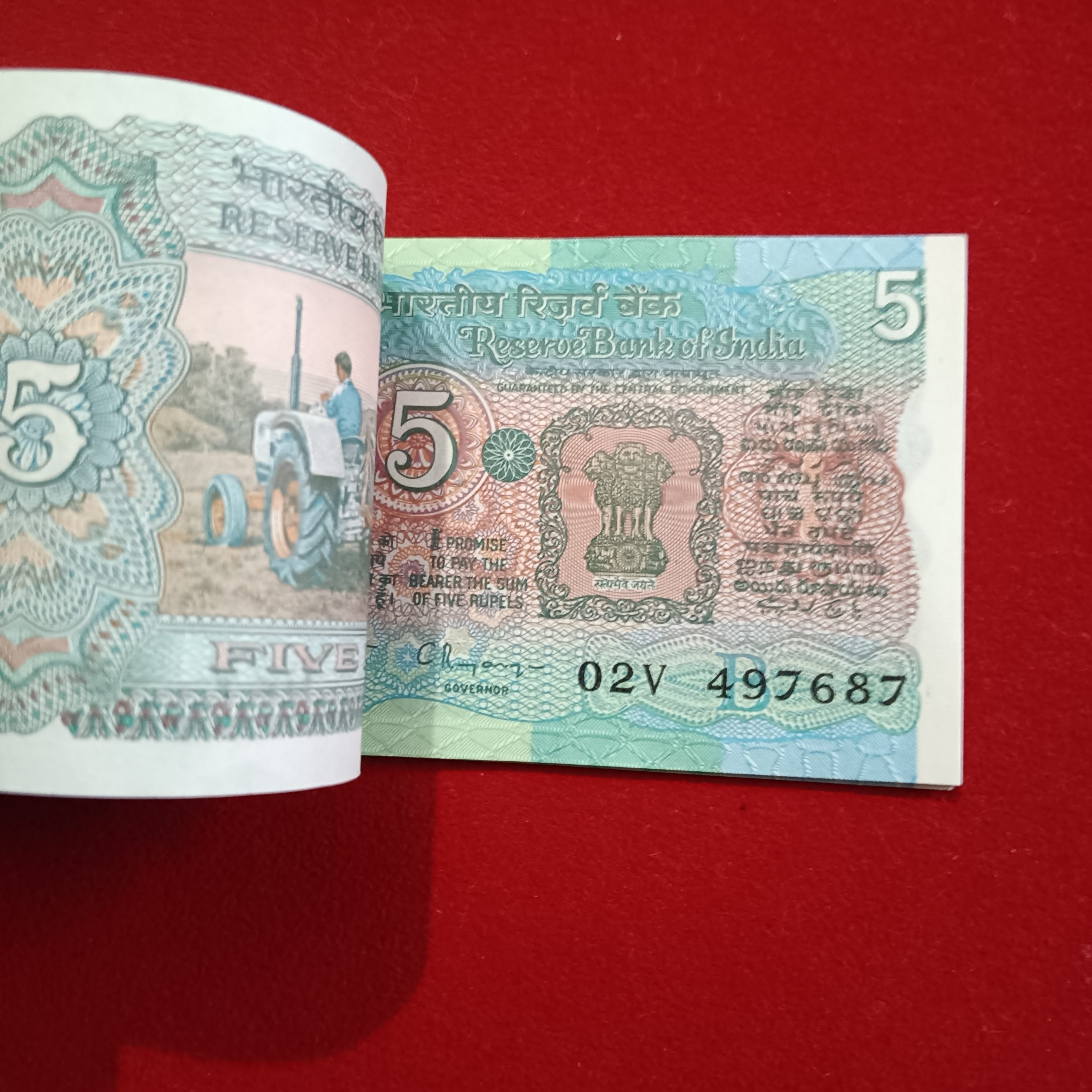 Five Rs Rare Tractor Full Serial Bundle Governor C Rangarajan Unc Condition Reserve Bank of India 497601