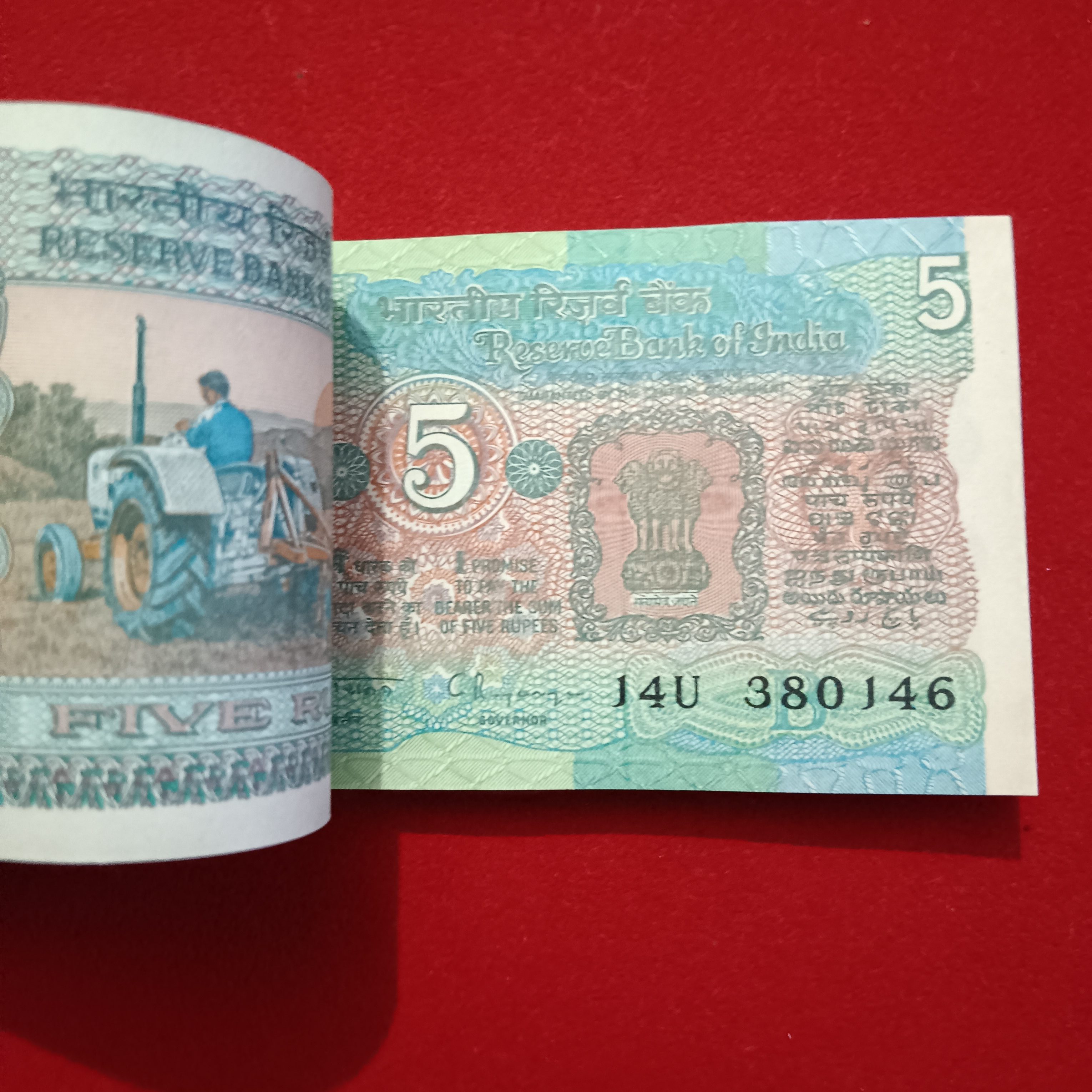 Five Rs Rare Tractor Full Serial Bundle Governor C Rangarajan Unc Condition Reserve Bank of India 380101
