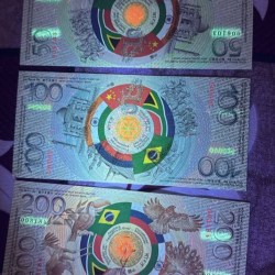 Alternative view of Extremely Rare Notes Issued Top 5 World Power Singed Bond Against Dollar Trade Bricks Test Banknote Series Singed Issued By Russia 50 100 and 200 Notes 3 Pcs Set Issued By The Bricks Nations