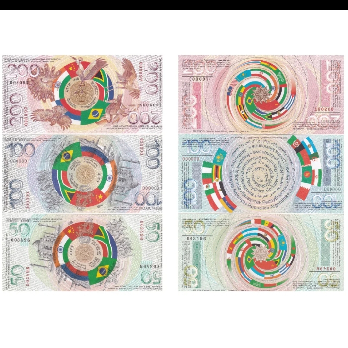 Extremely Rare Notes Issued Top 5 World Power Singed Bond Against Dollar Trade Bricks Test Banknote Series Singed Issued By Russia 50 100 and 200 Notes 3 Pcs Set Issued By The Bricks Nations