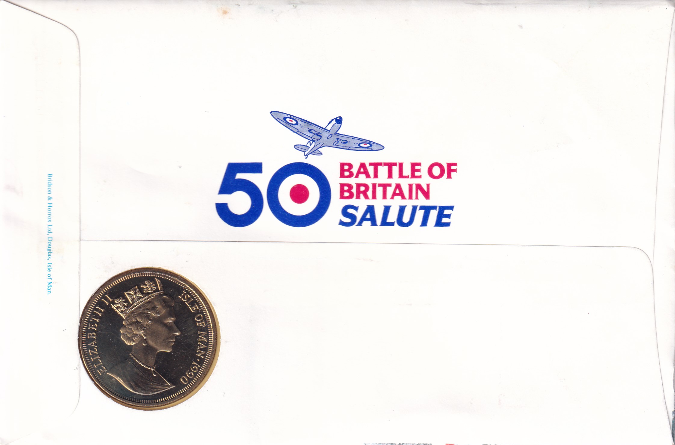 Isle of Man 1 Crown 1990 - Elizabeth II Winston Churchill Rare Coin ( First Day Cover with Stamp )