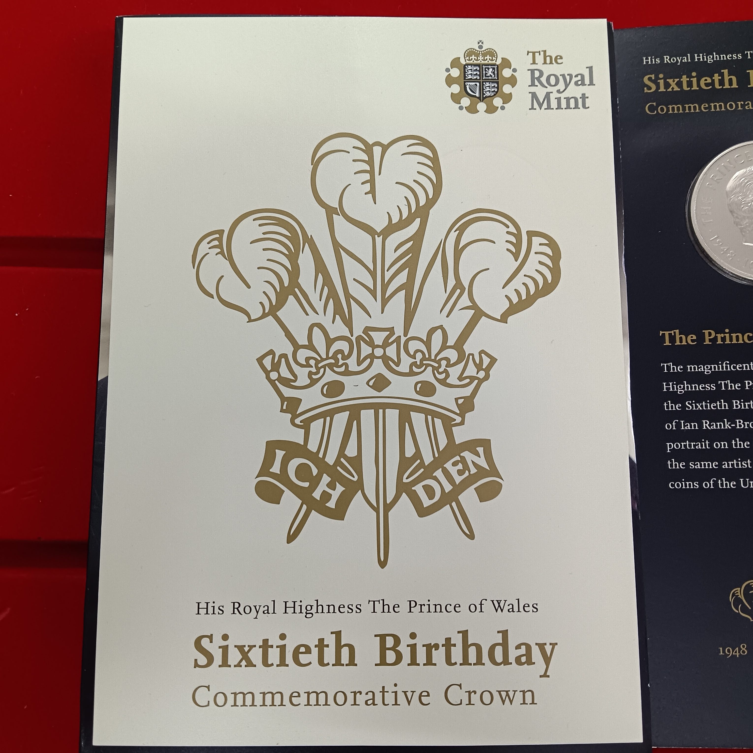 Extremely Rare Item His Royal Highness The Prince of Wales Sixtieth Birthday Commarative Crown Proof Coin 5 Pounds Year 2008 Issued The Royal Mint