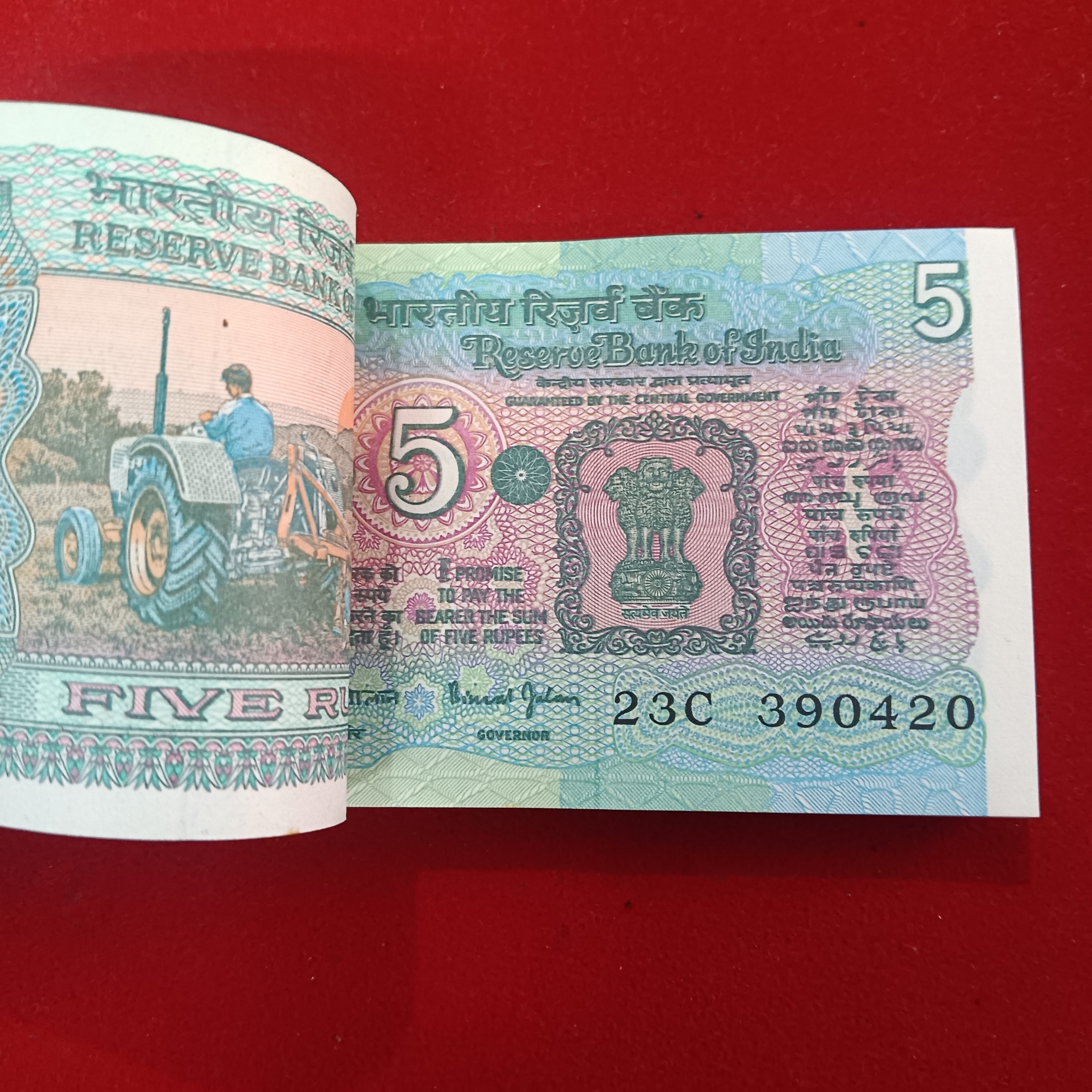 Five Rs Rare Tractor Full Serial Bundle Governor Bimal Jalan Unc Condition Reserve Bank of India 390401