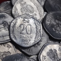 20 PAISE YEAR 1989 MIX CALCUTTA, HYDERABAD MINT LOT 39 COIN PRICE