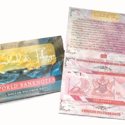Trinidad and Tabago 1 Dollar Polimer UNC Note with Beautiful Folder