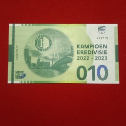 010 Memo Euro souvenir banknote celebrating Feyenoord Rotterdam's 2022–2023 Eredivisie National championship Gem Unc Condition Rare Note
