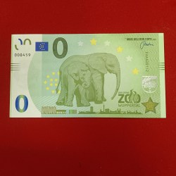 0 Memo Euro souvenir banknote featuring the elephants from the Der Grüne Zoo Wuppertal in Germany Gem Unc Condition Unquie And Rare