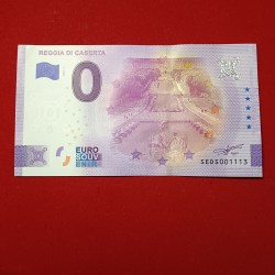 0 Euro souvenir banknote featuring the Reggia di Caserta (Royal Palace of Caserta) in Italy, issued in 2021