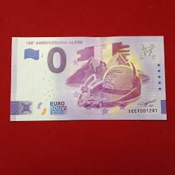 Rare Rare 0 Euro Souvenir Banknote from Italy issued in 2022 to commemorate the 150th anniversary of the Alpini (the mountain infantry corps of the Italian Army)