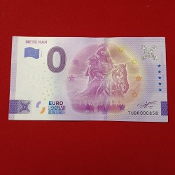 Rare Rare 0 Euro Souvenir Banknote featuring the ancient Turkic leader Mete Han, issued for Turkey in 2022